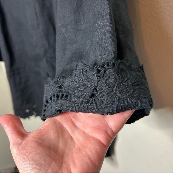 Jones New York Black Linen Button Down Shirt with Eyelet Detail Size 3X - Picture 5 of 6